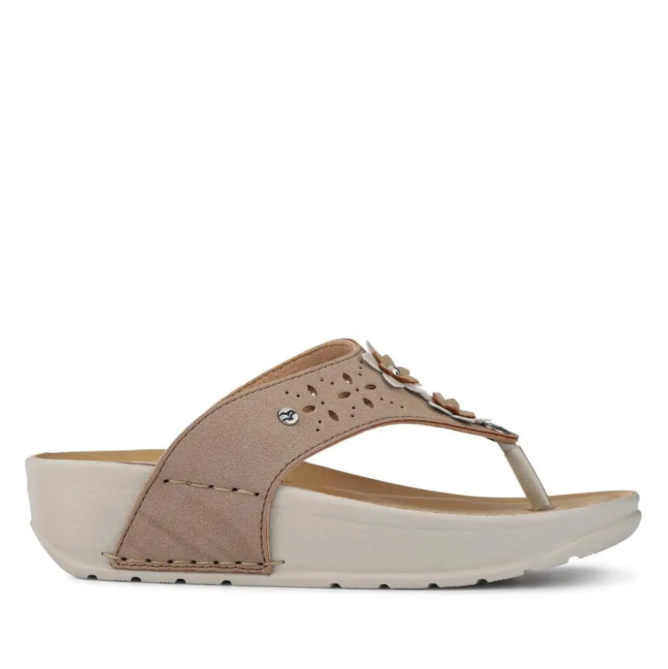 Fly Flot Cushioning Toe Post Sandals - Beige