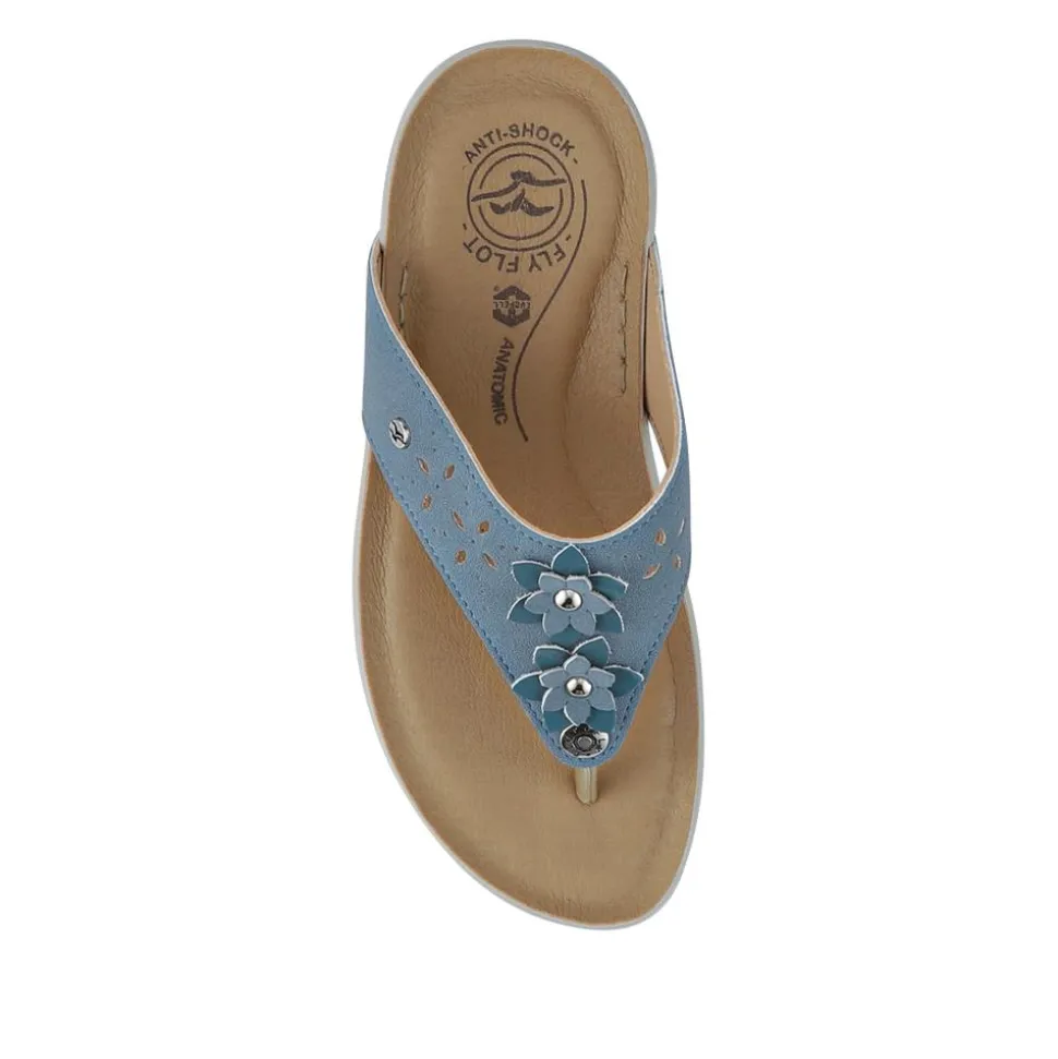 Fly Flot Cushioning Toe Post Sandals - Blue