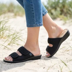 Fly Flot Dual Adjustable Strap Mule Sandals - Black