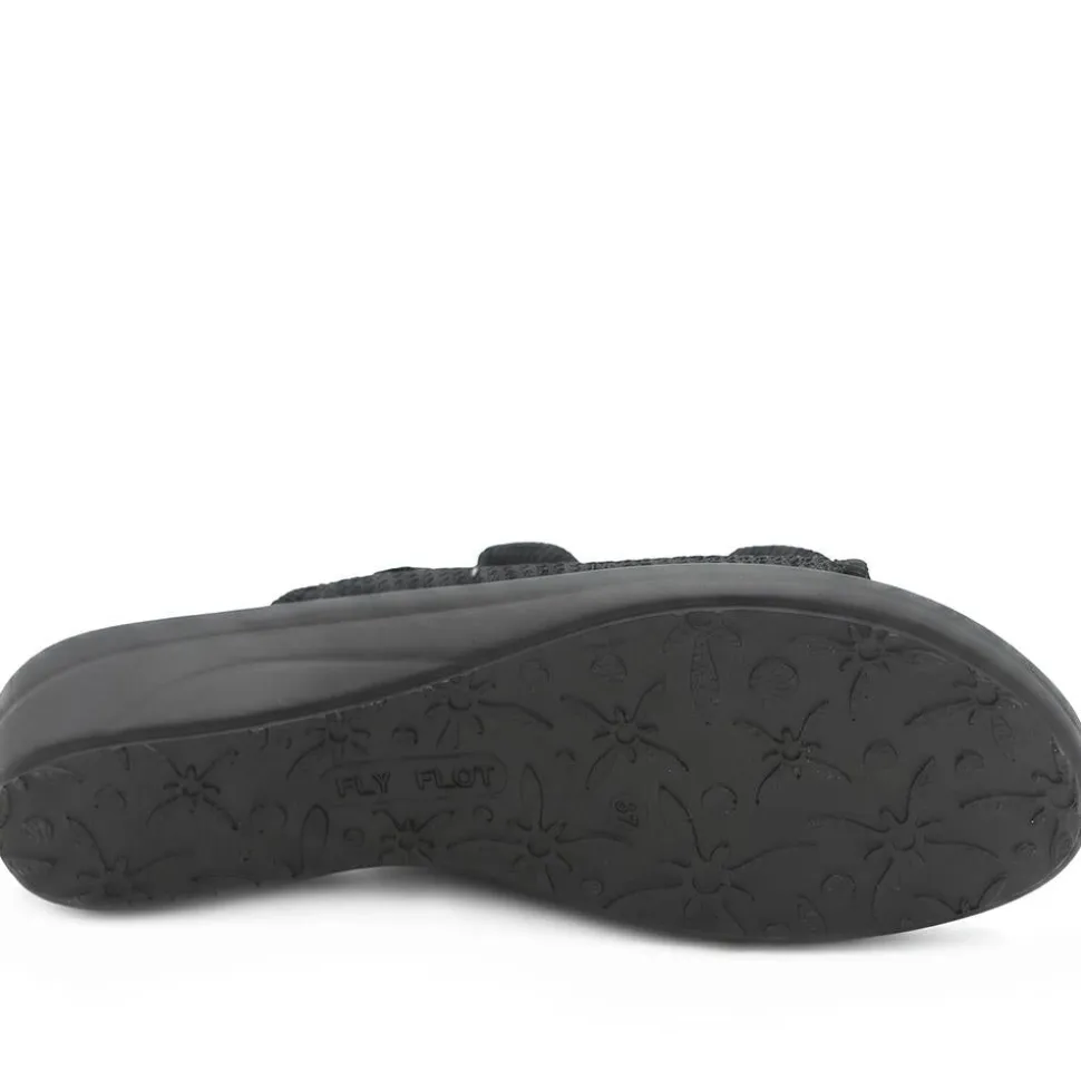 Fly Flot Dual Adjustable Strap Mule Sandals - Black