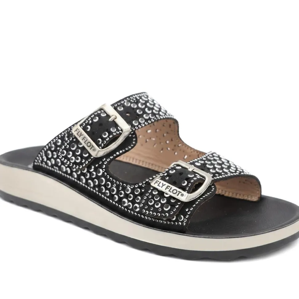 Fly Flot Dual Buckle Cushioned Sandals - Black