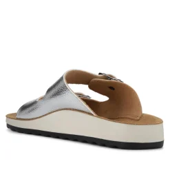 Fly Flot Dual Buckle Strapped Mule Sandals - Silver