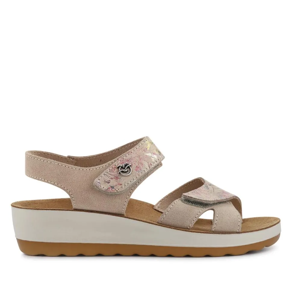 Fly Flot Dual Fastening Leather Sandals - Beige