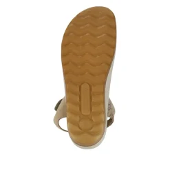 Fly Flot Dual Fastening Leather Sandals - Beige