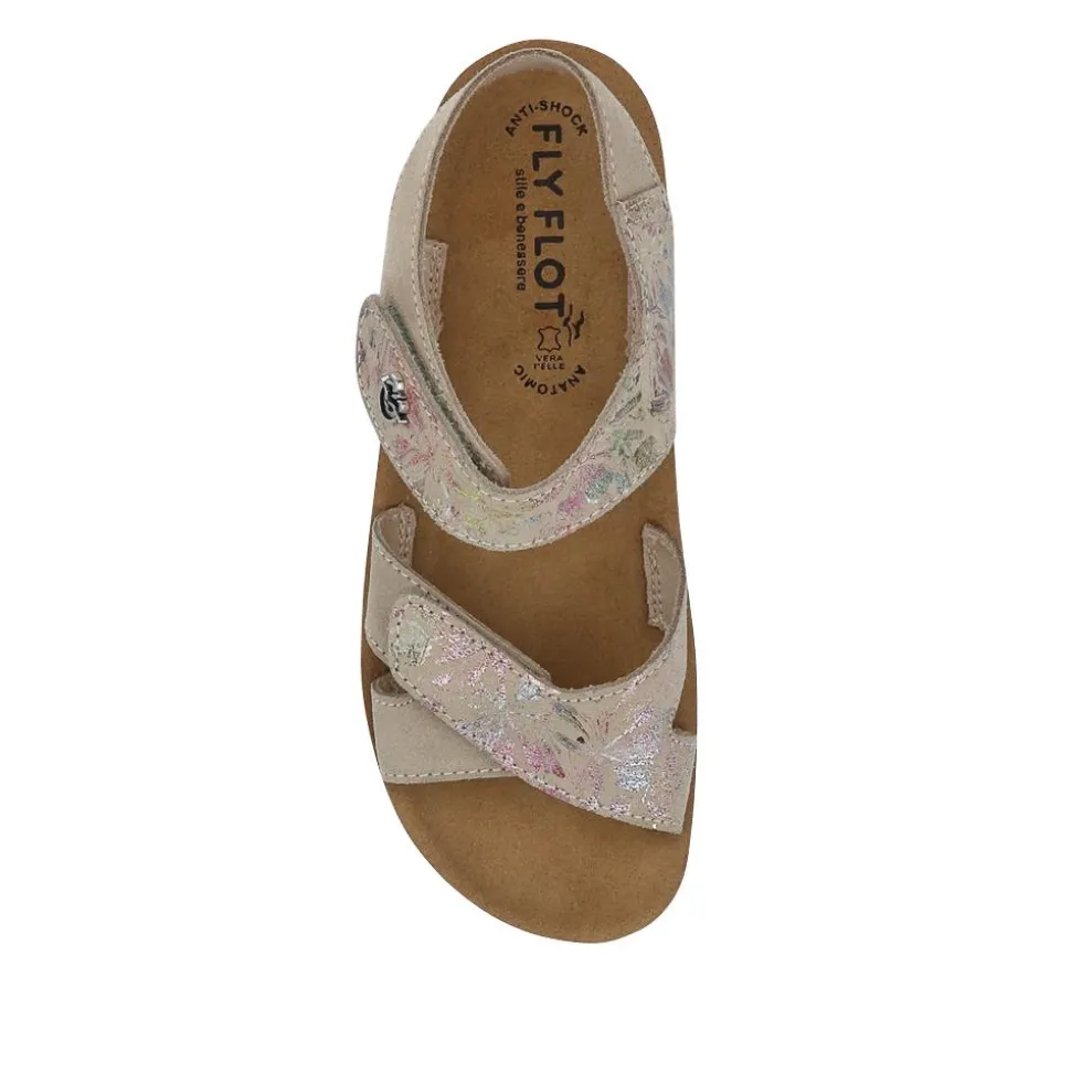 Fly Flot Dual Fastening Leather Sandals - Beige