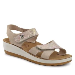 Fly Flot Dual Fastening Leather Sandals - Beige
