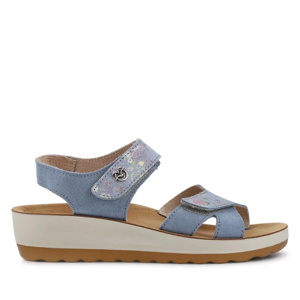 Fly Flot Dual Fastening Leather Sandals - Blue