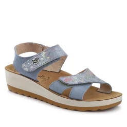 Fly Flot Dual Fastening Leather Sandals - Blue