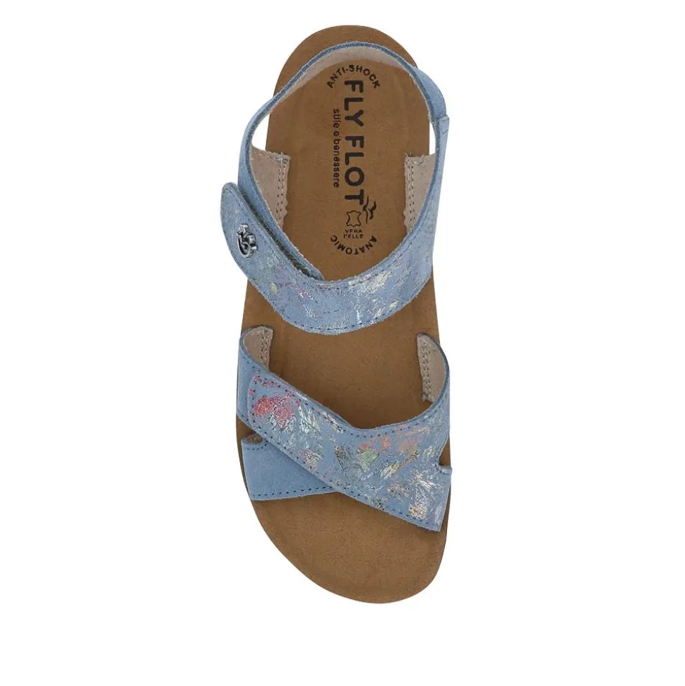 Fly Flot Dual Fastening Leather Sandals - Blue