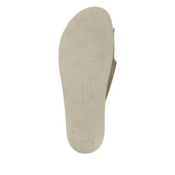 Fly Flot Dual Touch Fastening Leather Mules - Beige