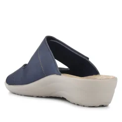 Fly Flot Dual Touch Fastening Leather Mules - Blue