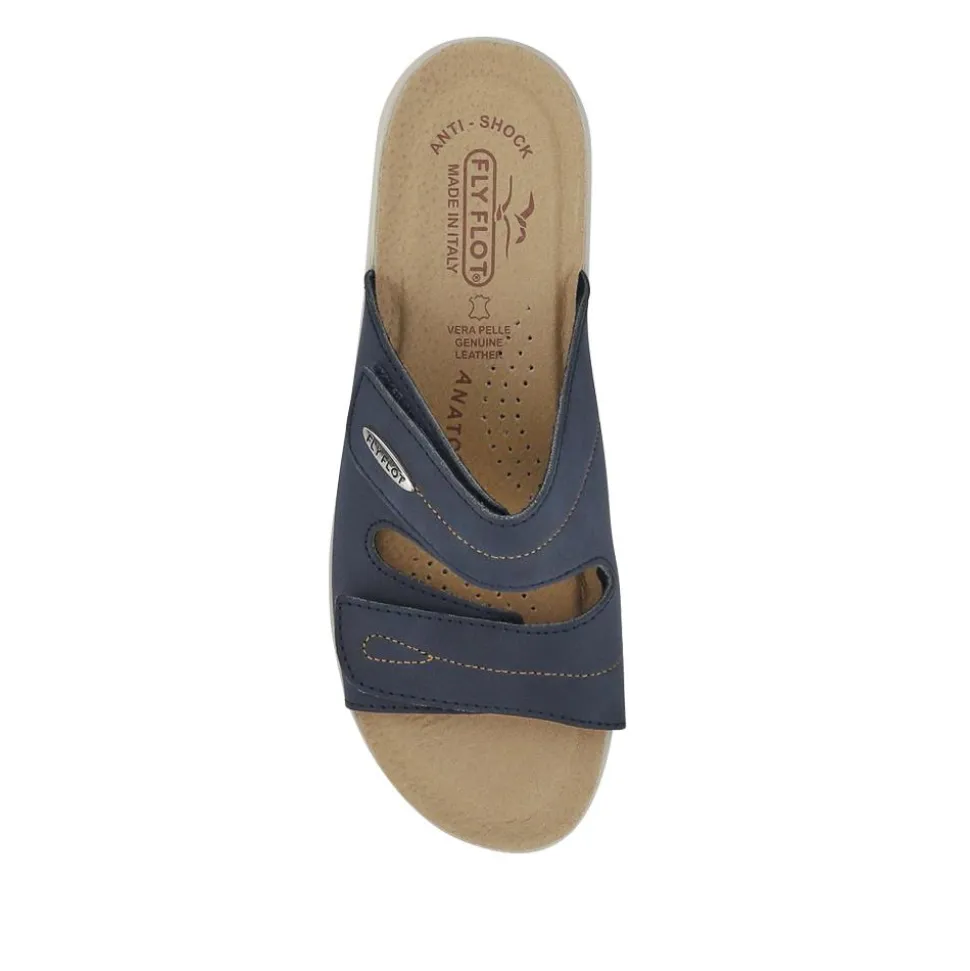 Fly Flot Dual Touch Fastening Leather Mules - Blue