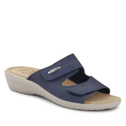 Fly Flot Dual Touch Fastening Leather Mules - Blue
