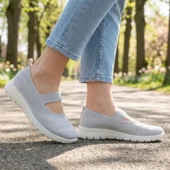 Fly Flot Elasticated Mary Janes - Light Grey