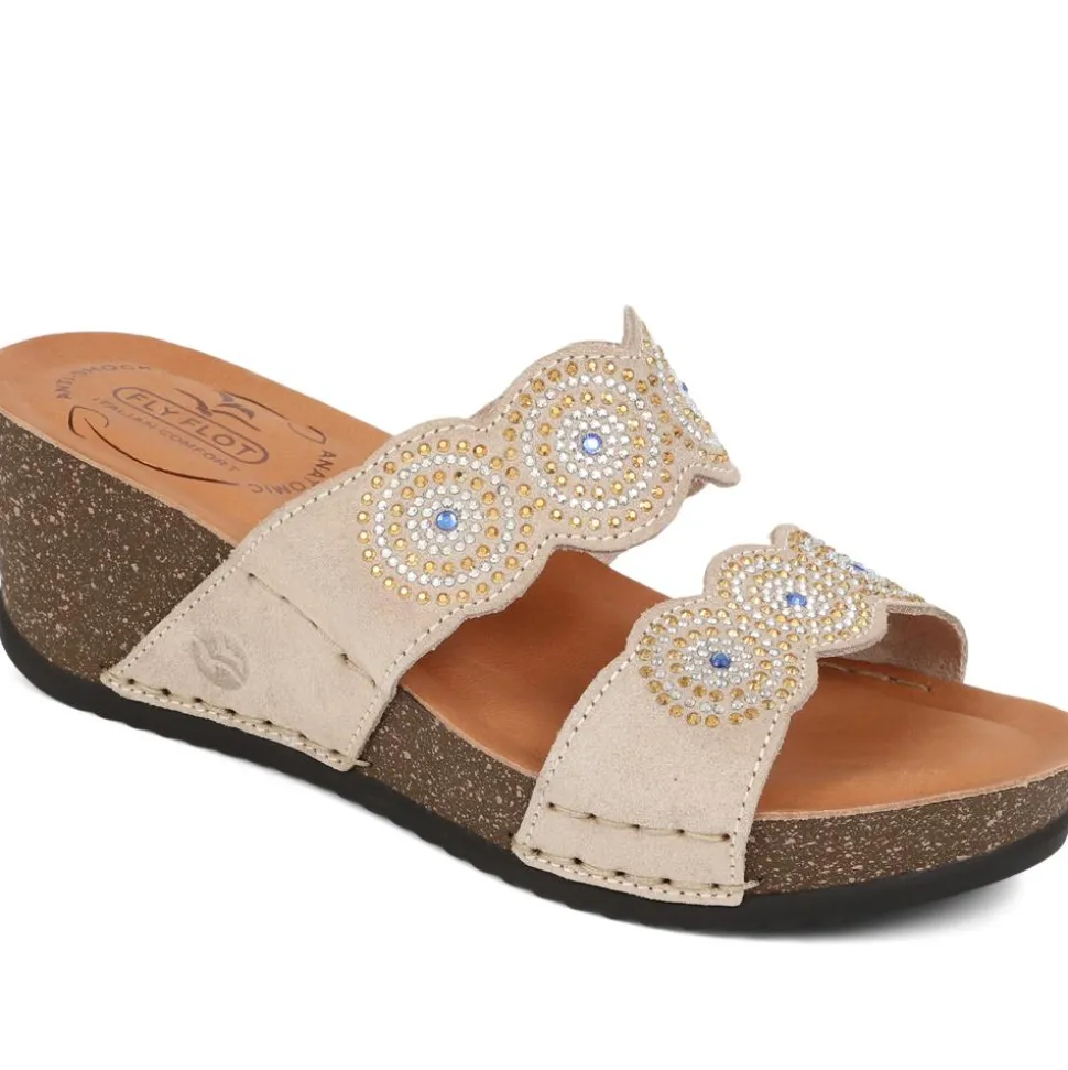 Fly Flot Embellished Wedge Sandals - Beige
