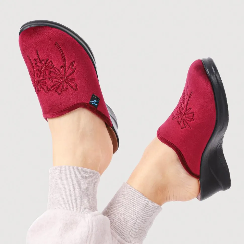 Fly Flot Engraved Self Moulding Mules - Burgundy
