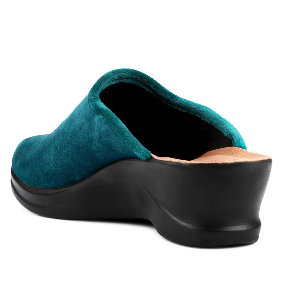 Fly Flot Engraved Self Moulding Mules - Teal
