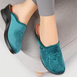 Fly Flot Engraved Self Moulding Mules - Teal