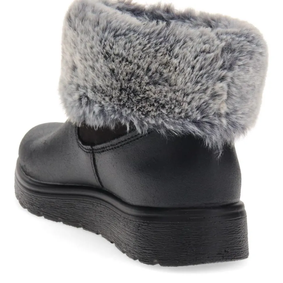 Fly Flot Faux Fur Ankle Boots - Black