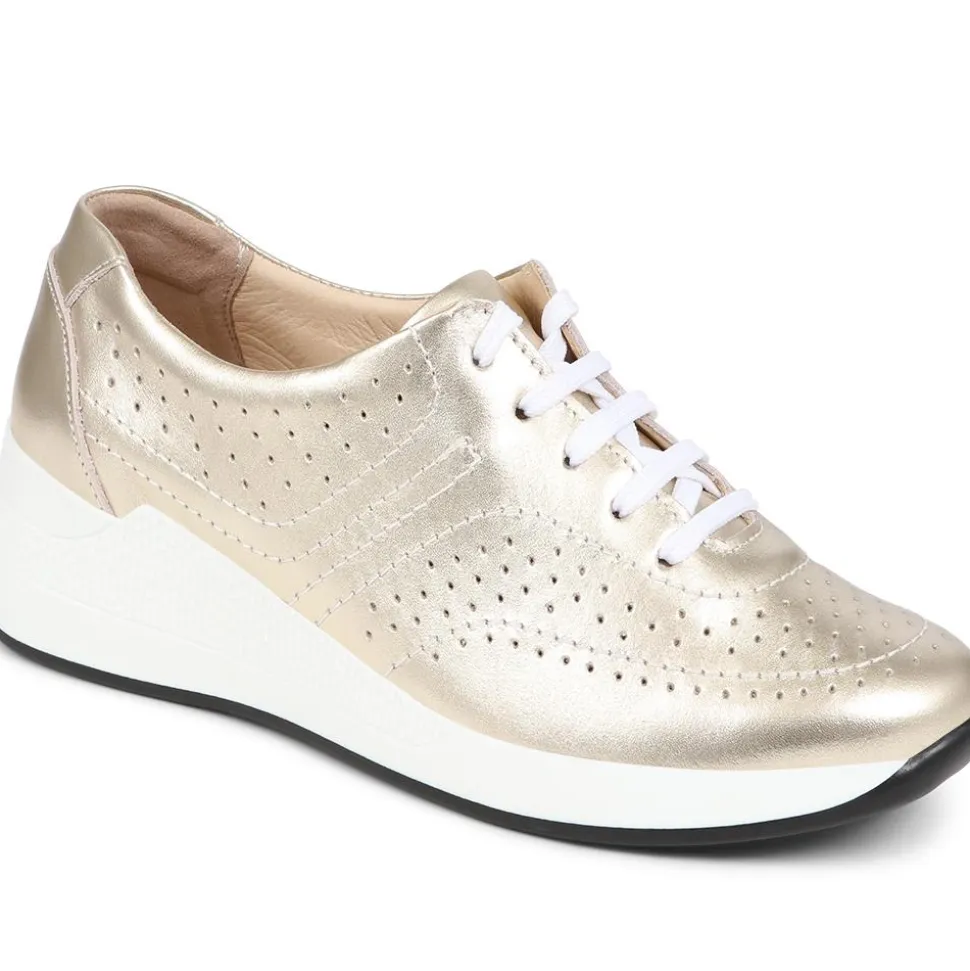 Fly Flot Lace Up Leather Trainers - Gold