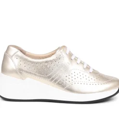 Fly Flot Lace Up Leather Trainers - Gold