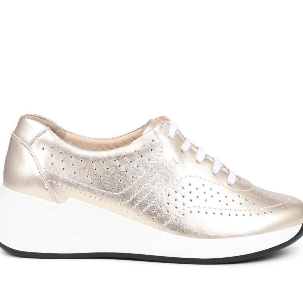 Fly Flot Lace Up Leather Trainers - Gold