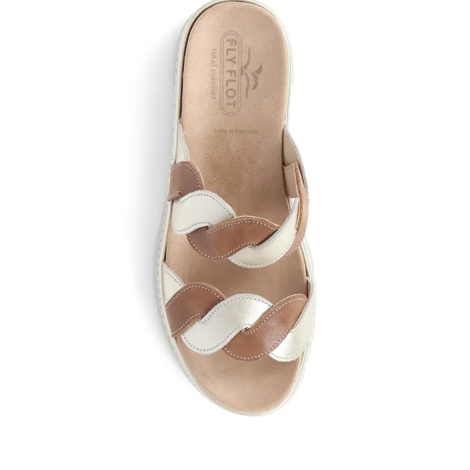 Fly Flot Leather Braided Mule Sandals - Tan-Gold