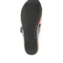Fly Flot Leather Cross-Strap Mule Sandal - Navy Multi