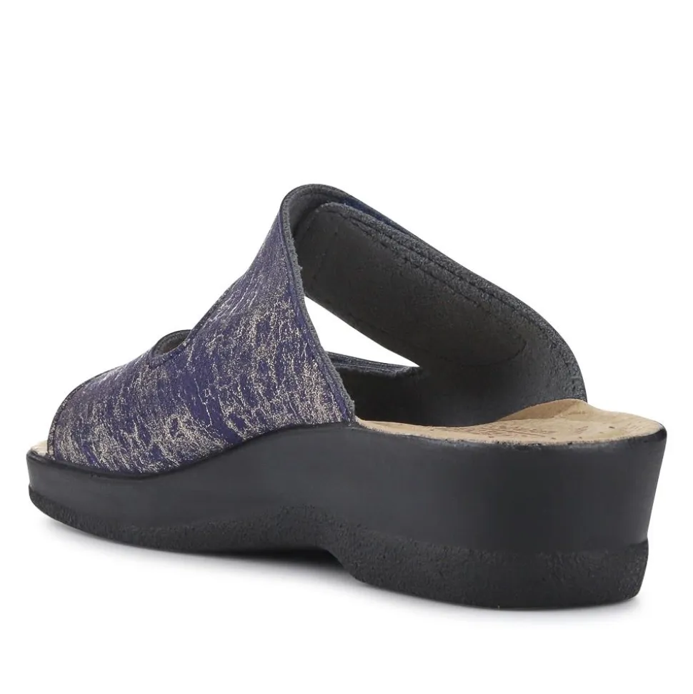 Fly Flot Leather Dual-Strapped Sandals - Blue