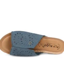 Fly Flot Leather Mule Sandals - Blue