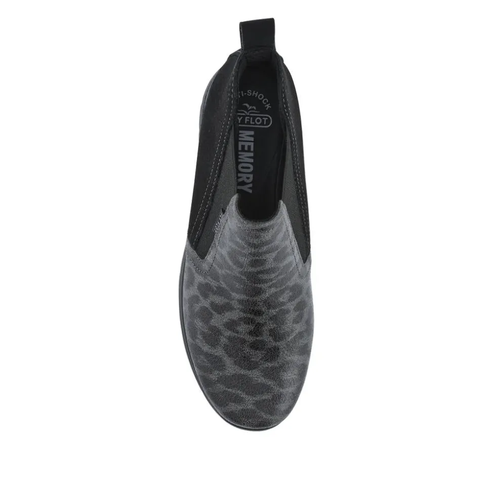 Fly Flot Leather Slip On Boots - Black Leopard