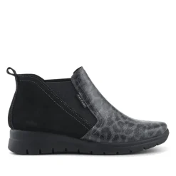 Fly Flot Leather Slip On Boots - Black Leopard