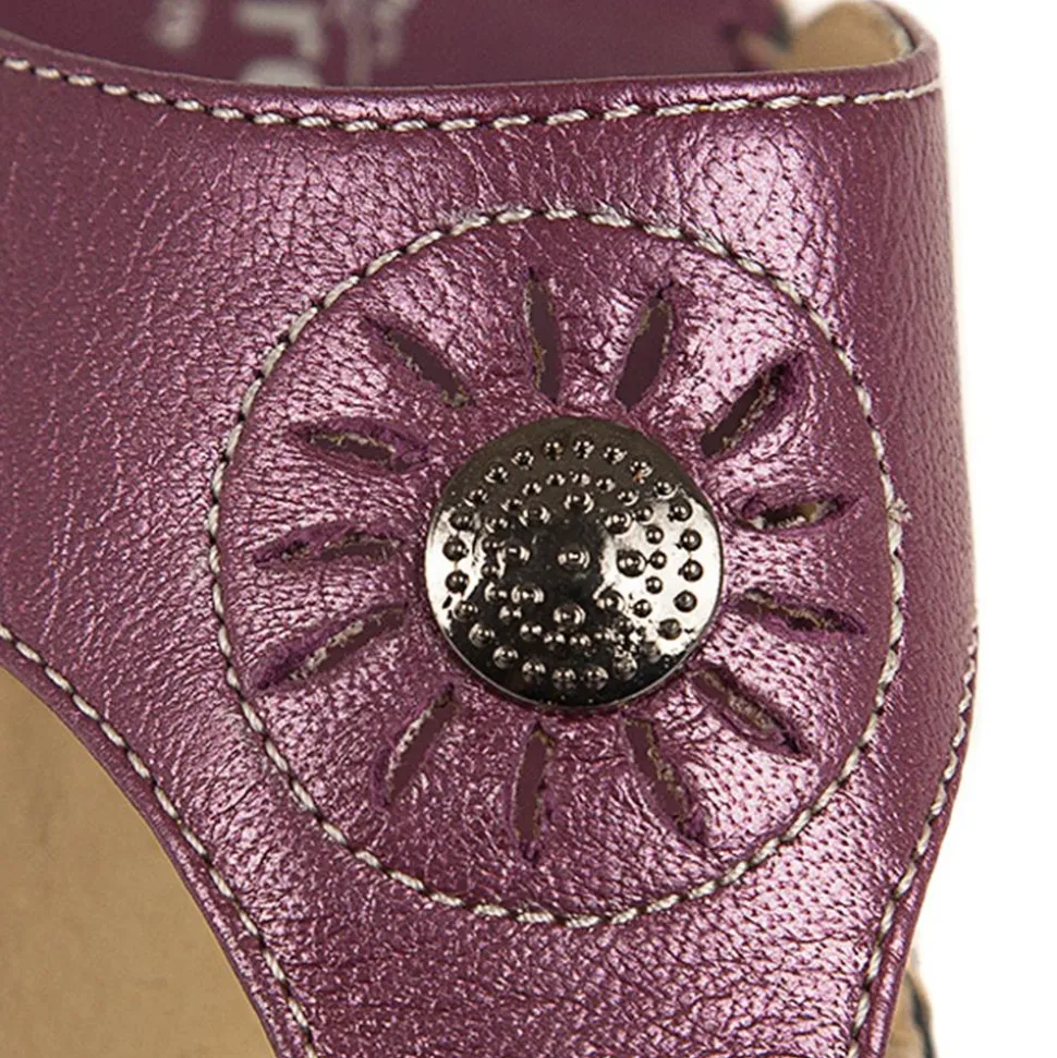 Fly Flot Leather Toe Post with Metal Centre Stud - Purple