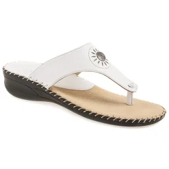 Fly Flot Leather Toe Post with Metal Centre Stud - White