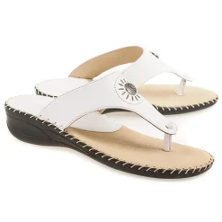 Fly Flot Leather Toe Post with Metal Centre Stud - White
