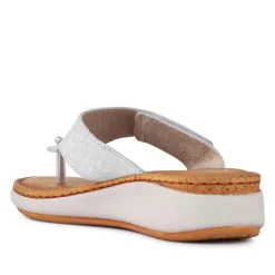 Fly Flot Leather Touch Fasten Toe Post Sandals - White