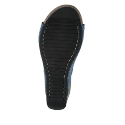 Fly Flot Leather Wedge Heeled Mules - Blue