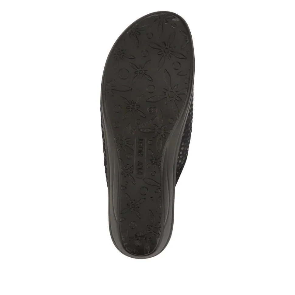 Fly Flot Lightweight Shock Absorbing Leather Mules - Black