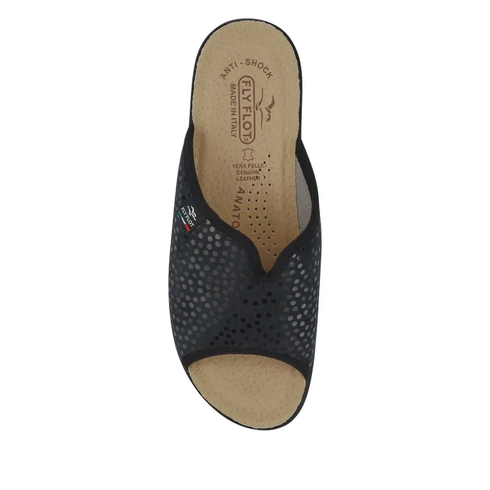 Fly Flot Lightweight Shock Absorbing Leather Mules - Black