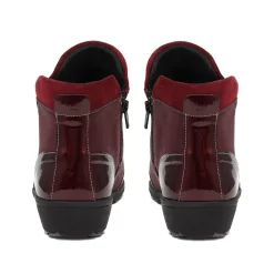 Fly Flot Patent Accented Ankle Boots - Burgundy