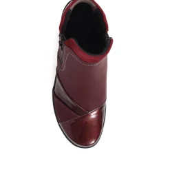 Fly Flot Patent Accented Ankle Boots - Burgundy