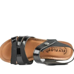 Fly Flot Patent Touch Fasten Sandals - Black