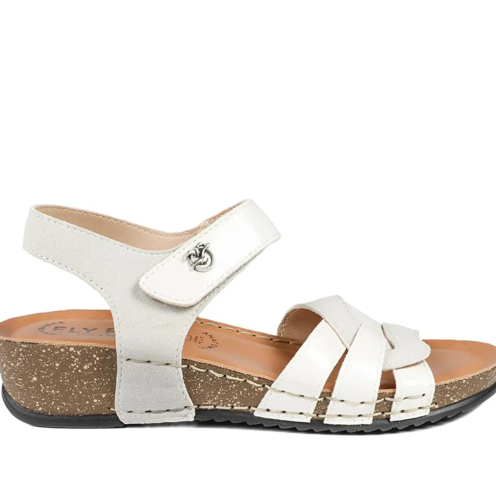 Fly Flot Patent Touch Fasten Sandals - Off White