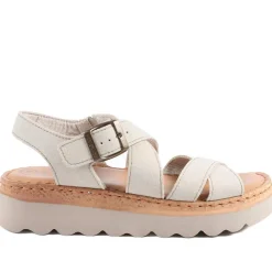 Fly Flot Platform Heel Buckled Sandals - Beige