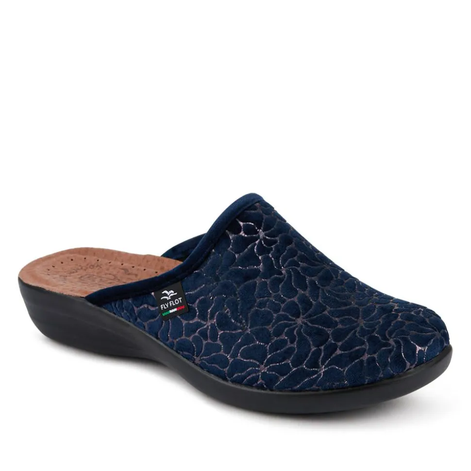 Fly Flot Self Moulding Velour Mules - Navy