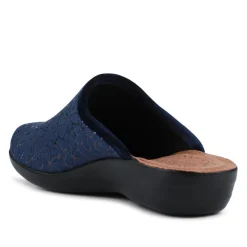 Fly Flot Self Moulding Velour Mules - Navy