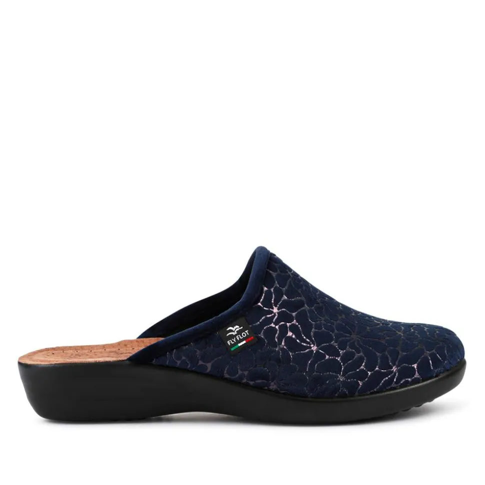 Fly Flot Self Moulding Velour Mules - Navy