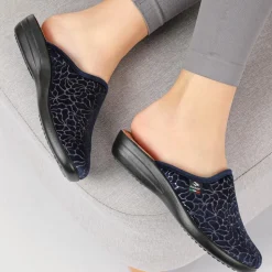 Fly Flot Self Moulding Velour Mules - Navy