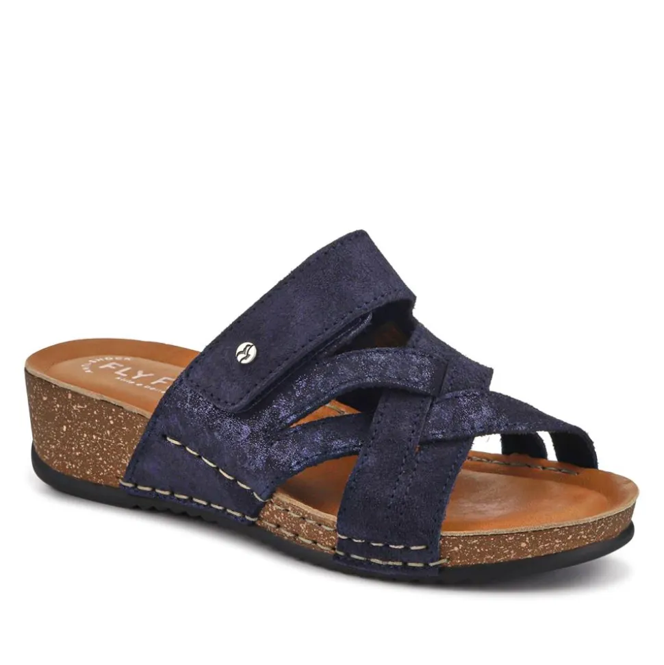 Fly Flot Shock Absorbing Leather Sandals - Blue