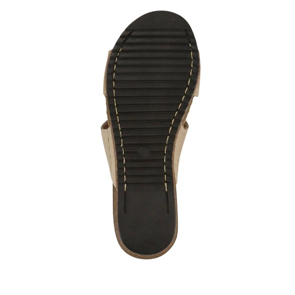 Fly Flot Shock Absorbing Leather Wedge Mules - Beige